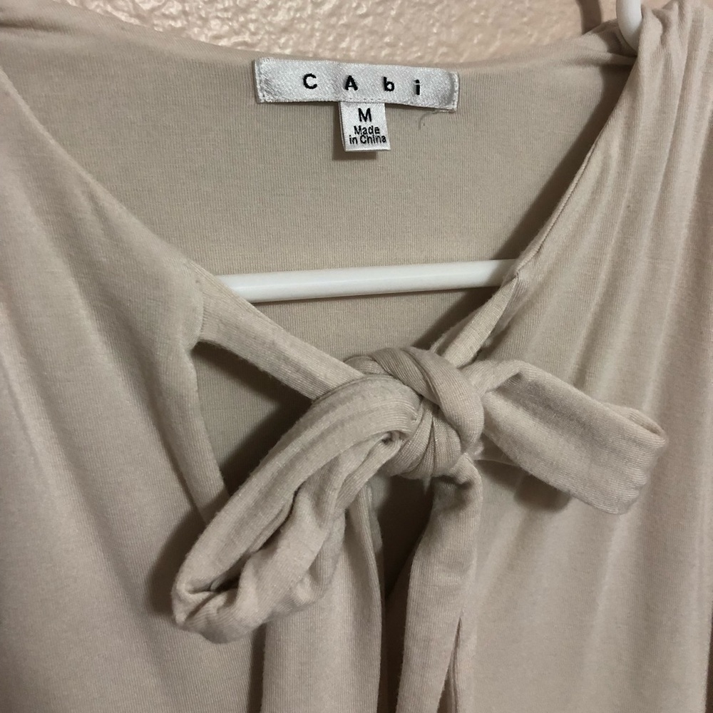 CAbi Cream tie neck long sleeve top medium